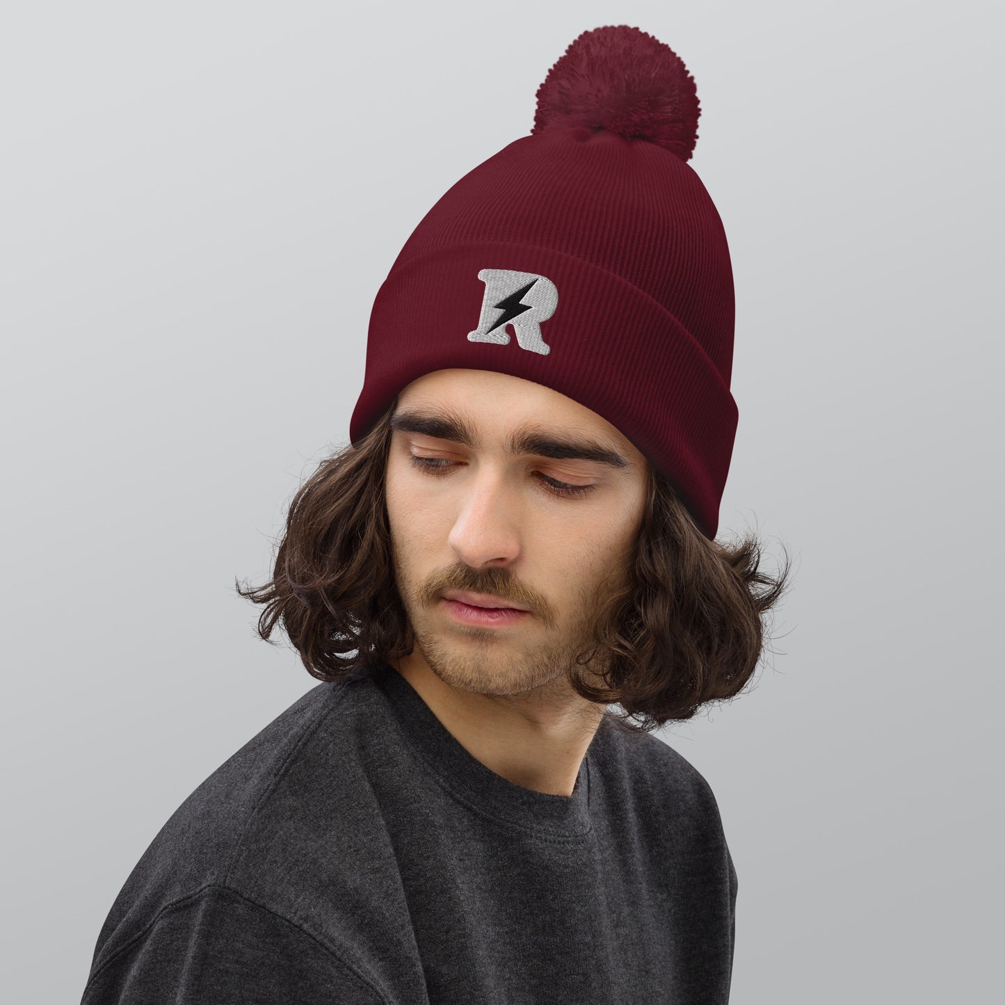 R-Bolt Logo Pom Pom Beanie