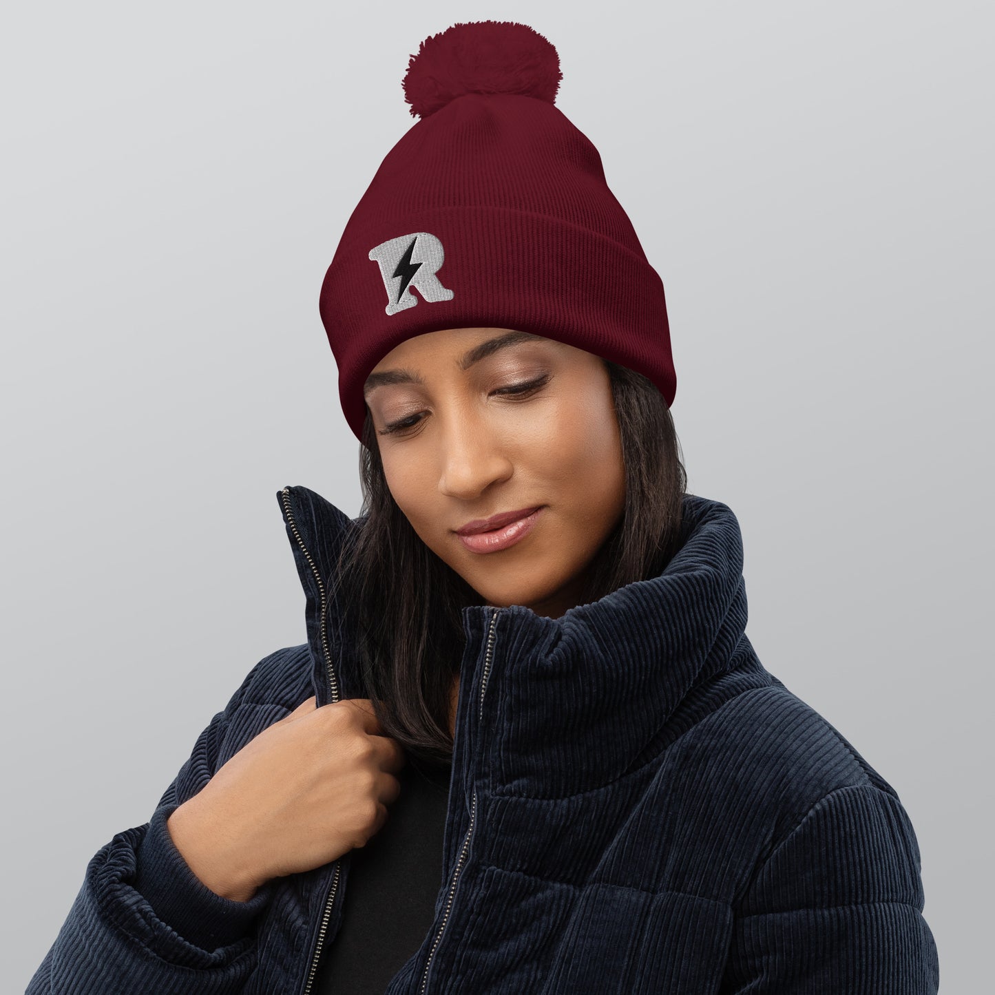 R-Bolt Logo Pom Pom Beanie